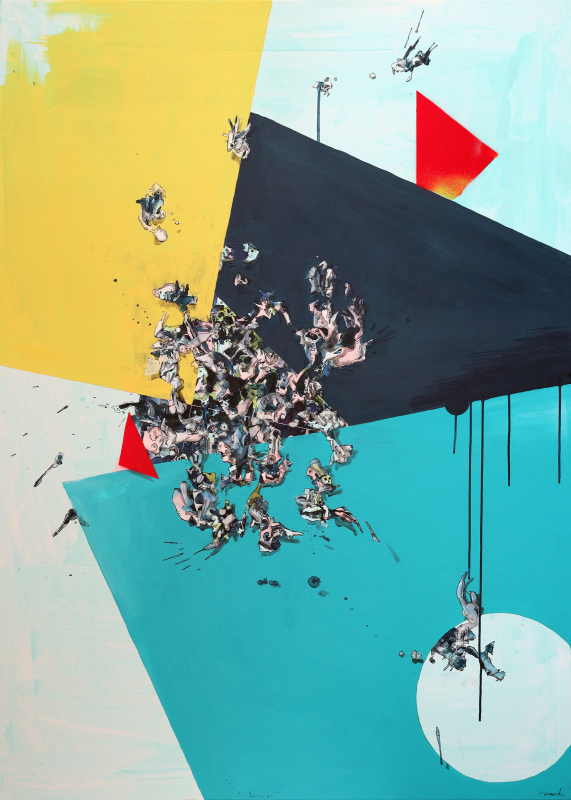 Gebiet | 2017 | 140x100cm | Peer Kriesel Wimmelbild | Acryl auf Leinwand